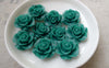 Accessories - 10 Pcs Of Resin Dark Green Round Flower Cameo 21mm A6623