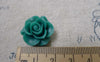 Accessories - 10 Pcs Of Resin Dark Green Round Flower Cameo 21mm A6623