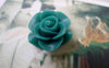 Accessories - 10 Pcs Of Resin Dark Green Round Flower Cameo 21mm A6623