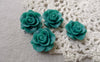 Accessories - 10 Pcs Of Resin Dark Green Round Flower Cameo 21mm A6623