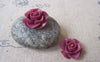 Accessories - 10 Pcs Of Resin Dark Red Round Flower Cameo 21mm A4702