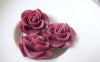 Accessories - 10 Pcs Of Resin Dark Red Round Flower Cameo 21mm A4702