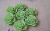 Accessories - 10 Pcs Of Resin Green Round Flower Cameo 21mm A4706