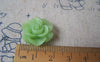 Accessories - 10 Pcs Of Resin Green Round Flower Cameo 21mm A4706