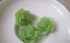 Accessories - 10 Pcs Of Resin Green Round Flower Cameo 21mm A4706