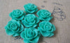 Accessories - 10 Pcs Of Resin Light Green Round Flower Cameo 21mm A4708