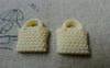 Accessories - 10 Pcs Of Resin Light Yellow Basketweave Handbag Cameo Size 16x18mm A5693