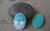 Accessories - 10 Pcs Of Resin Oval White Swan On Blue Cameo 18x25mm A4661