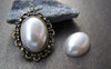 Accessories - 10 Pcs Of Resin Pearl White Oval Cameo Cabochons 13x18mm A3627