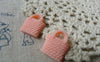 Accessories - 10 Pcs Of Resin Pink Basketweave Handbag Cameo Size 16x18mm A5694