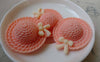 Accessories - 10 Pcs Of Resin Pink Bow Summer Hat Cameo Size 34x38mm A5603