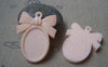 Accessories - 10 Pcs Of Resin Pink Oval Bow Tie Cameo Cabochon Base Settings Match 18x25mm A4906