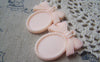 Accessories - 10 Pcs Of Resin Pink Oval Bow Tie Cameo Cabochon Base Settings Match 18x25mm A4906
