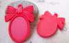 Accessories - 10 Pcs Of Resin Red Oval Bow Tie Knot Cameo Cabochon Base Settings Match 18x25mm A3073