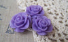 Accessories - 10 Pcs Of Resin Vintage Light Purple Round Flower Cameo 21mm A4697