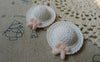 Accessories - 10 Pcs Of Resin White Bow Summer Hat Cameo Size 34x38mm A5614