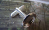 Accessories - 10 Pcs Of Silver Tone Brass Screw Thread Cuff Links Cufflinks With Round Bezel Setting Match 14mm Cameo A3301
