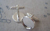 Accessories - 10 Pcs Of Silver Tone Brass Screw Thread Cuff Links Cufflinks With Round Bezel Setting Match 16mm Cameo A3302