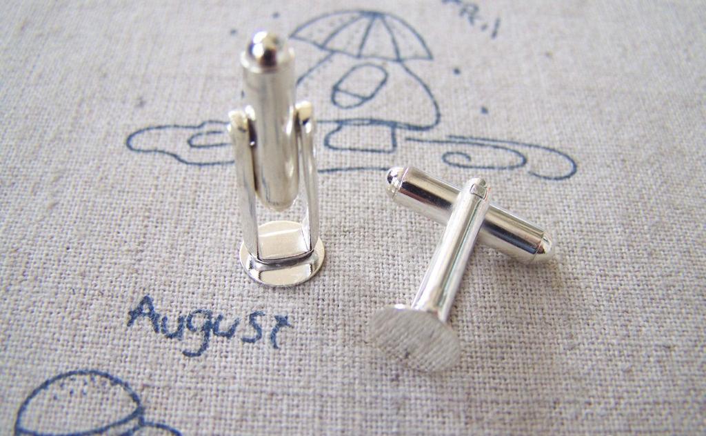 Accessories - 10 Pcs Of Silver Tone Lovely Cuff Links Cufflinks With 8mm Pad Cameo A3753