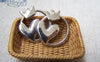 Accessories - 10 Pcs Of Silvery Gray Nickel Tone Filigree Crown Heart Ring Charms 20x23mm A2930
