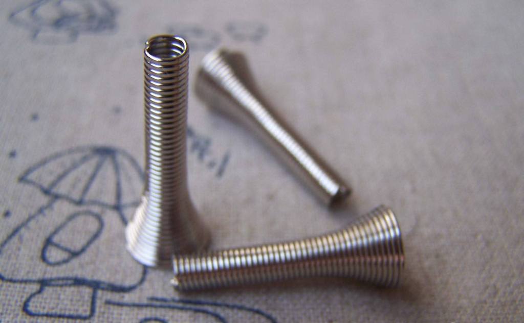 Accessories - 10 Pcs Of Silvery Gray Nickel Tone Spring Wire Coil Bead Caps 10x25mm A1947