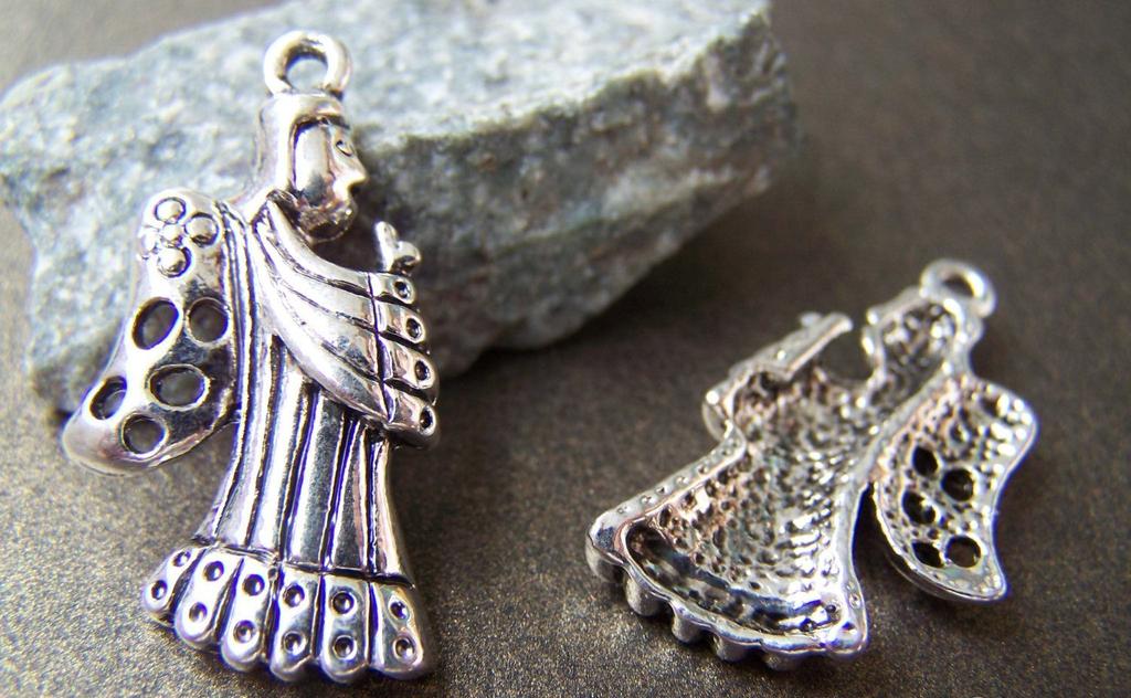 Accessories - 10 Pcs Of Tibetan Silver Antique Silver Fairy Pendants Charms 29mm A3045