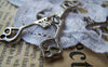 Accessories - 10 Pcs Of Tibetan Silver Antique Silver Filigree Key Charms 10x24mm A1245