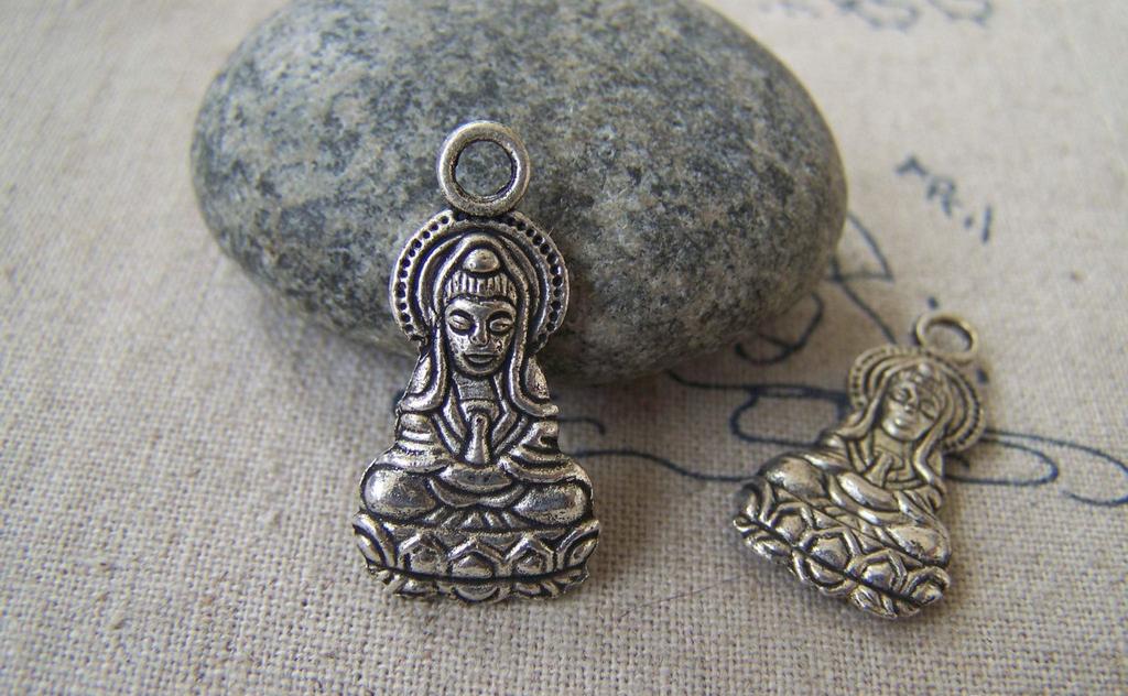Accessories - 10 Pcs Of Tibetan Silver Antique Silver Goddess Of Mercy Guanyin Buddha Charms 14x26mm Double Sided A2685