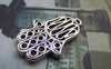 Accessories - 10 Pcs Of Tibetan Silver Antique Silver Hamsa Hand Charms 17x25mm A4411