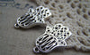 Accessories - 10 Pcs Of Tibetan Silver Antique Silver Hamsa Hand Charms 17x25mm A4411