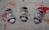 Accessories - 10 Pcs Of Tibetan Silver Antique Silver Lovely Owl Charms Double Sided 10x22mm A1846