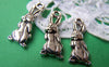 Accessories - 10 Pcs Of Tibetan Silver Antique Silver Lovely Rabbit Charms 10x23mm A4334