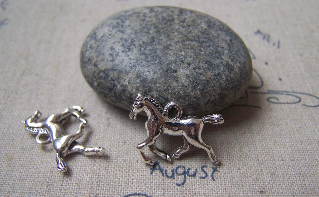 Accessories - 10 Pcs Of Tibetan Silver Antique Silver Running Horse Charms 15x20mm A4759