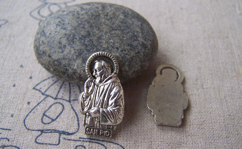 Accessories - 10 Pcs Of Tibetan Silver Antique Silver SAN PIO Padre Pio Charms 14x25mm A4398