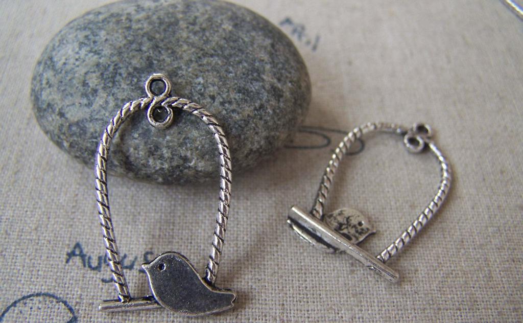 Accessories - 10 Pcs Of Tibetan Silver Lovely Bird Connector Charms 18x29mm A4506