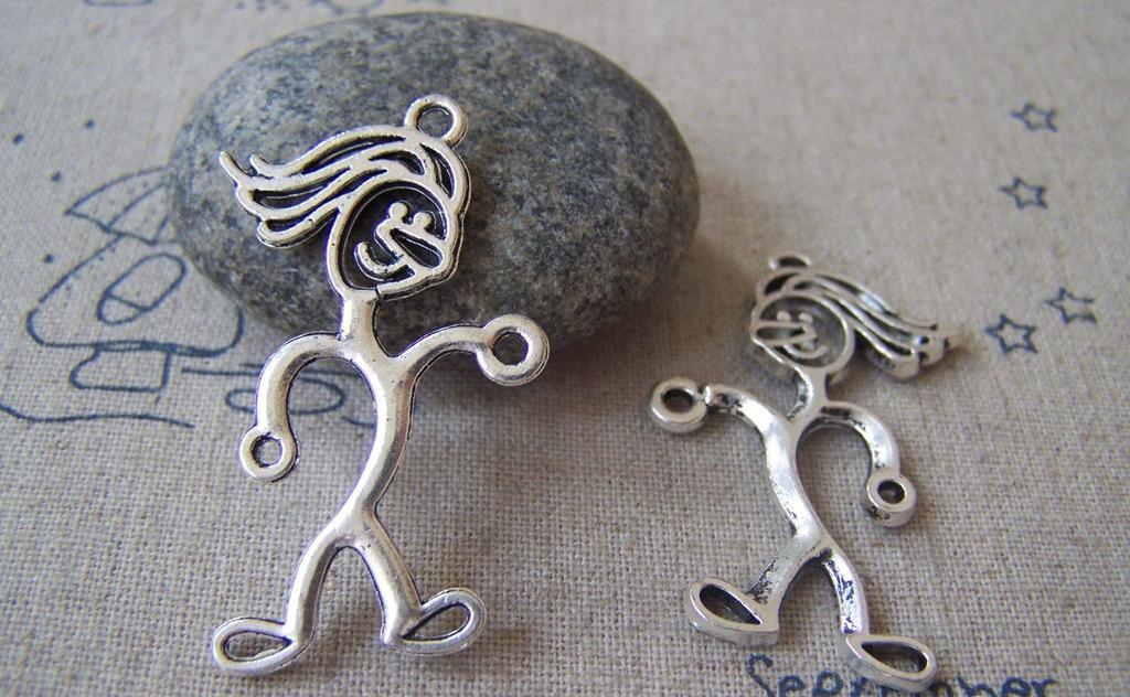 Accessories - 10 Pcs Of Tibetan Silver Lovely Dancer Charms 25x40mm A4551