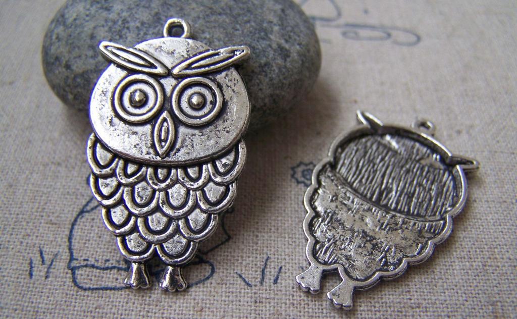 Accessories - 10 Pcs Of Tibetan Silver Lovely Owl Charms Pendant 21x36mm A2918