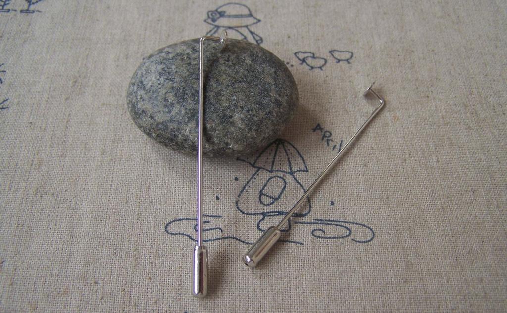 Accessories - 10 Pcs Platinum Plated Brass Stick Pin Clutch Lapel Pin 4x60mm With 5mm Pad A4653
