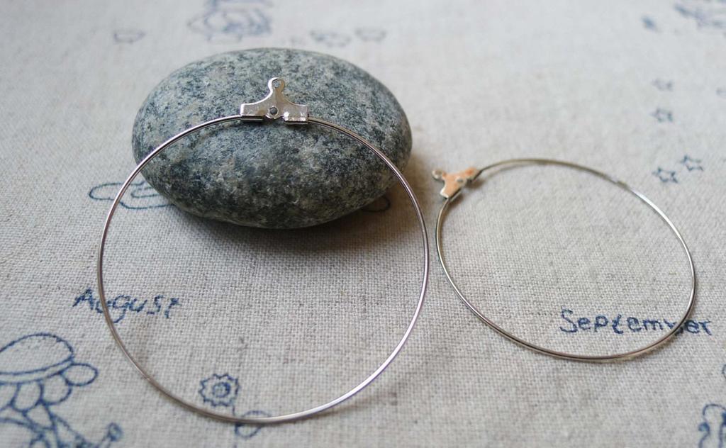 Accessories - 10 Pcs Platinum White Gold Tone Earwire Round Earring Hoops 45mm A5589