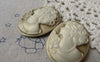 Accessories - 10 Pcs Resin Antiqued Victorian Lady Oval Cameo Cabochon 28x37mm A6888