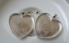Accessories - 10 Pcs Shiny Silver Tone Heart Cameo Base Settings 28x33mm A6578