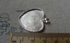 Accessories - 10 Pcs Shiny Silver Tone Heart Cameo Base Settings 28x33mm A6578
