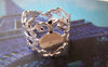 Accessories - 10 Pcs Silver Plated Brass Adjustable Filigree Flower Ring Bases With 8mm Pad A3890