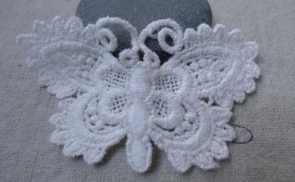 Accessories - 10 Pcs White Color Filigree Floral Butterfly Cotton Lace Doily 40x70mm A7593