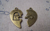 Accessories - 10 Sets (20pcs) Of Antique Bronze Key And Lock Heart Charms 15x30mm A165