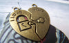 Accessories - 10 Sets (20pcs) Of Antique Bronze Key And Lock Heart Charms 15x30mm A165