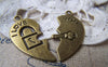 Accessories - 10 Sets (20pcs) Of Antique Bronze Key And Lock Heart Charms 15x30mm A165