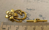 Accessories - 10 Sets Antique Gold Five Leaf Flower Toggle Clasps A6251