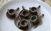 Accessories - 10 Sets Of Antique Bronze Coffee Cup Charms Pendants 18.5mm A1341