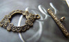 Accessories - 10 Sets Of Antique Bronze Oval Textured Flower Toggle Clasps 17x24mm A228